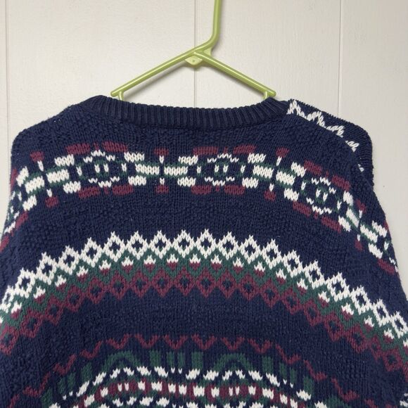 Vtg Eddie Bauer Fair Isle Cotton Holiday Sweater Crewneck USA Made Men XL EUC - Picture 10 of 11